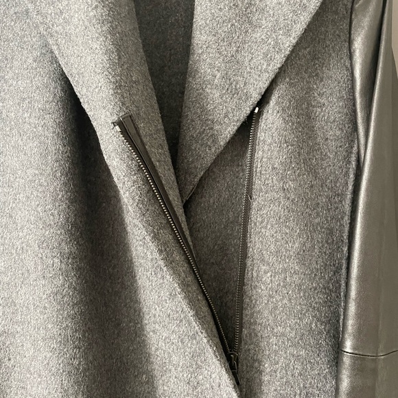 Vince Wool Coat w/ Leather Sleeves, Size Small - Picture 3 of 9